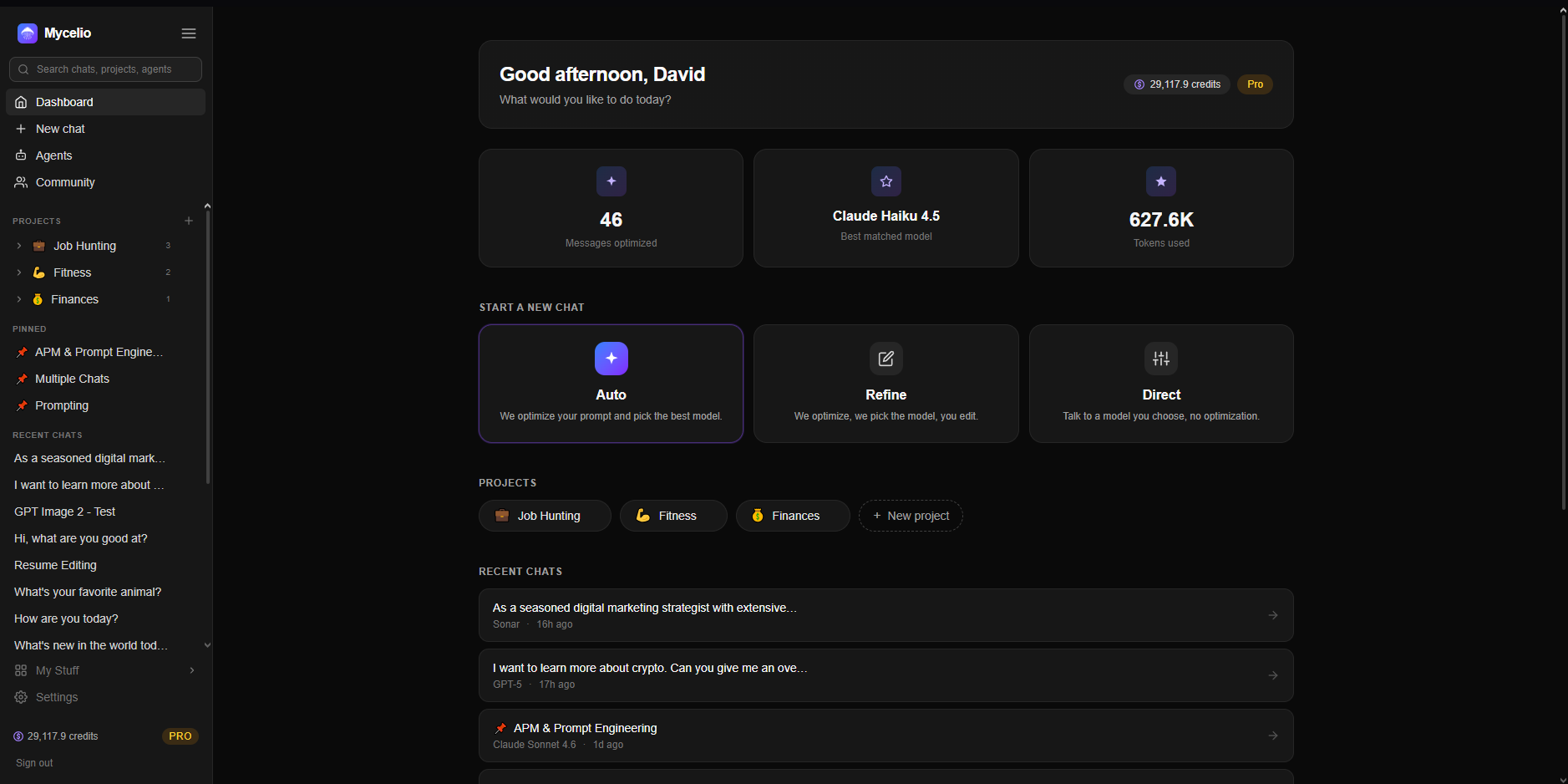 Mycelio dashboard